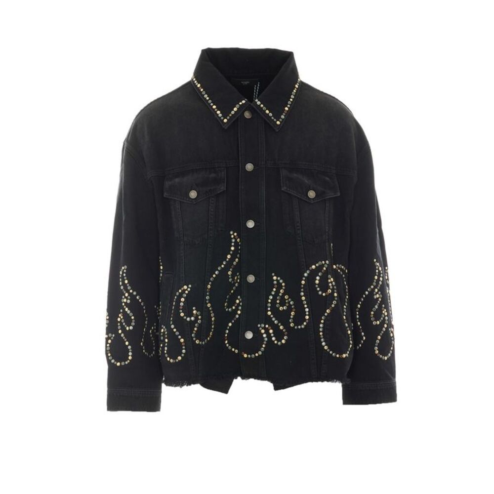 Amiri Men Studs Flames Trucker Jacket